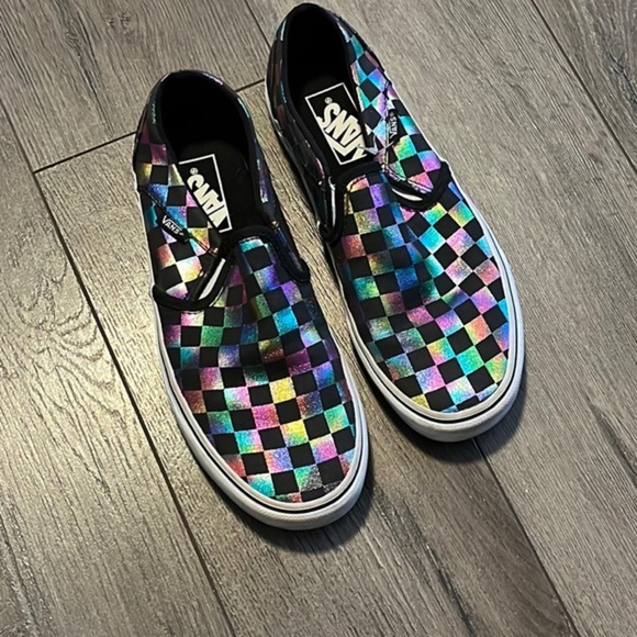 Vans Classic Slip-On 'Iridescent Checkerboard' Rainbow Chex NEW Mens/Womens - Picture 1 of 4